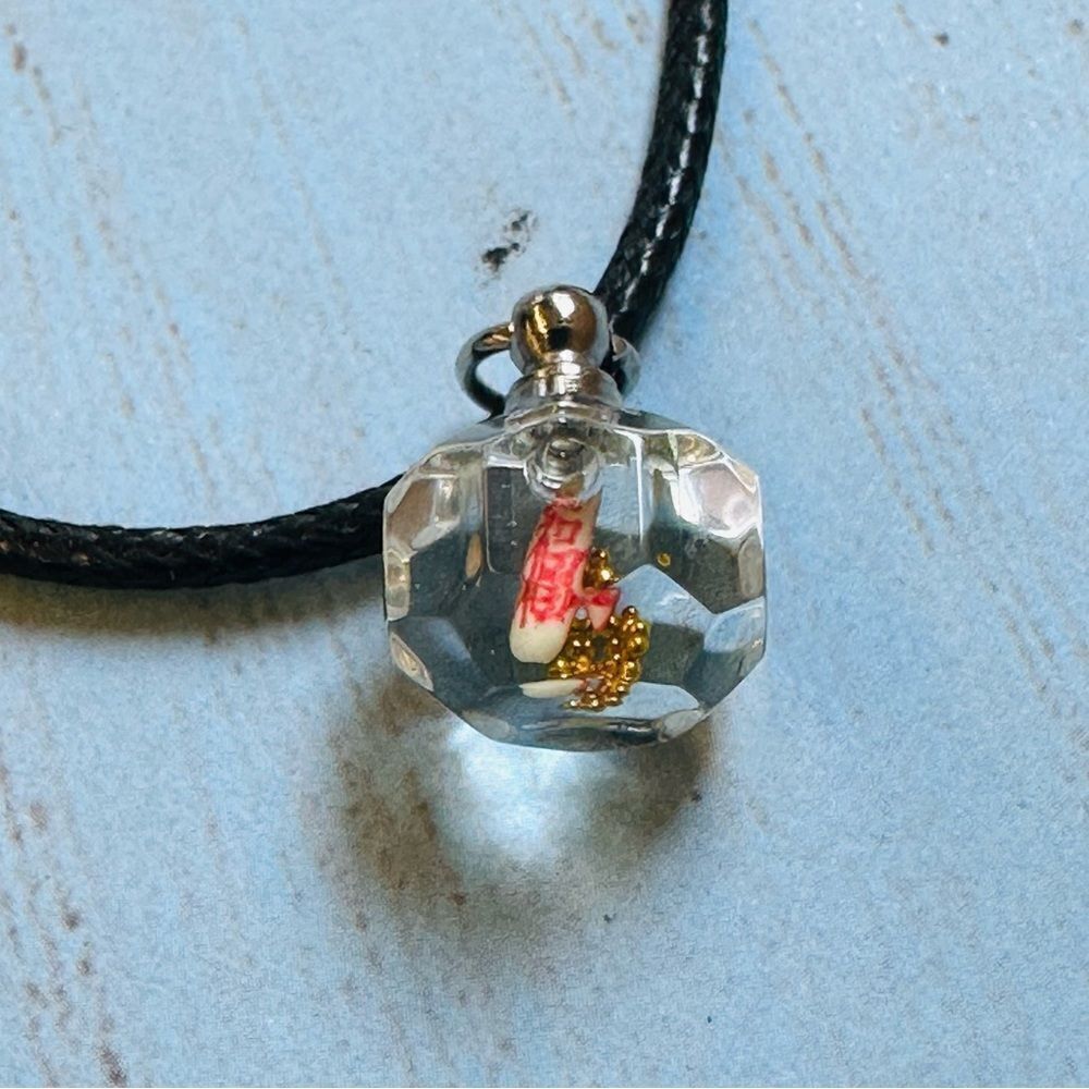 Asian Symbol Gold‎ Beads Crystal Water Pendant Necklace